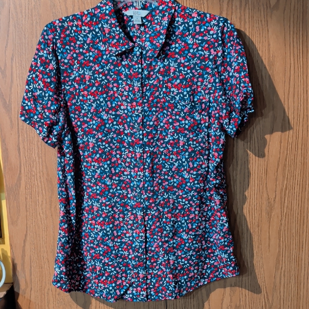 Croft & Barrow Navy Floral Button-Up Shirt